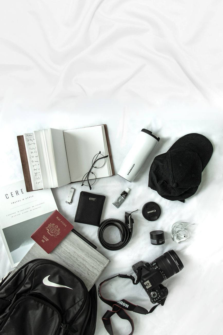 Minimalist leather travel pack and notebook