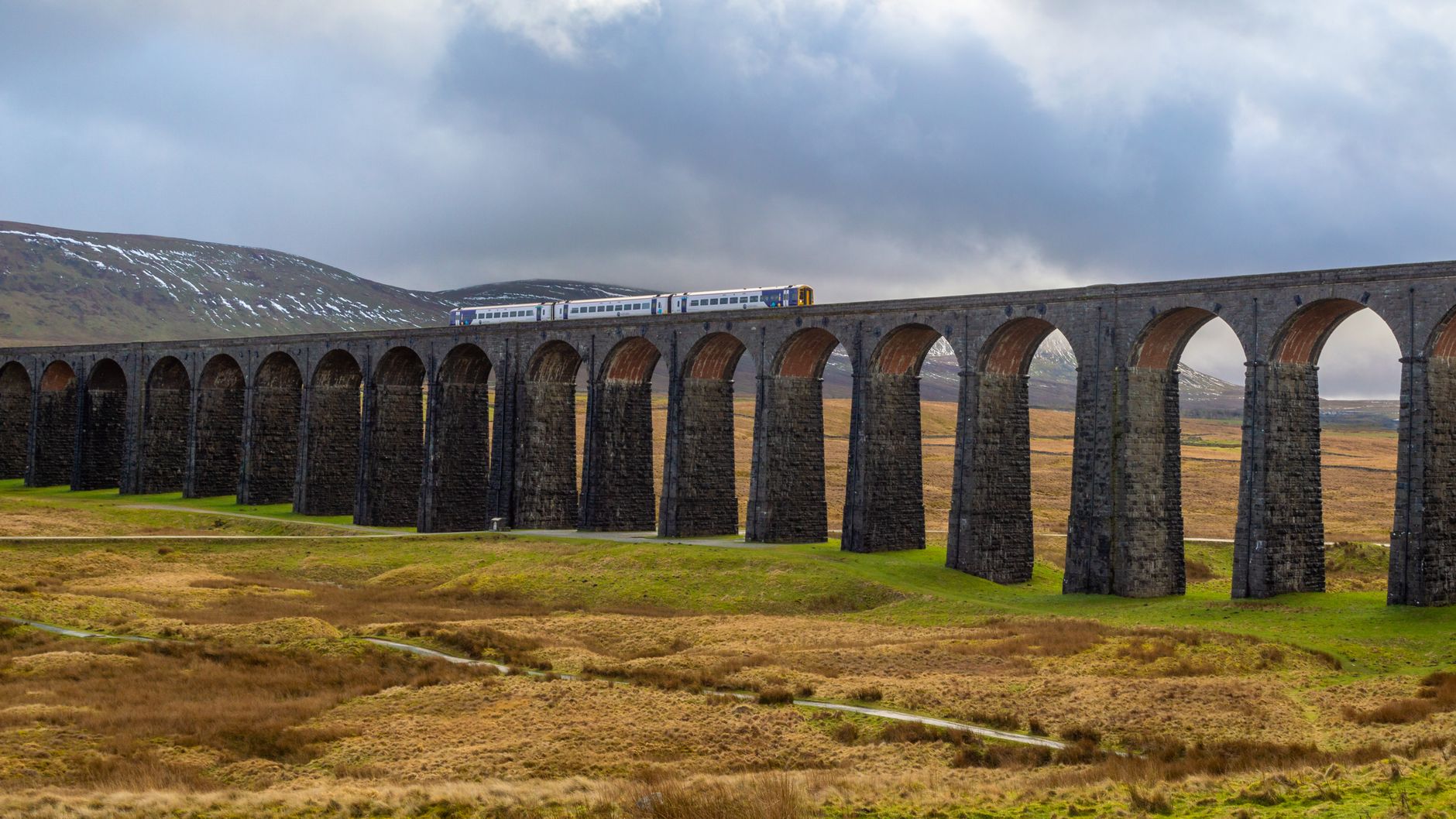 Scenic vintage railway crossing viaduct